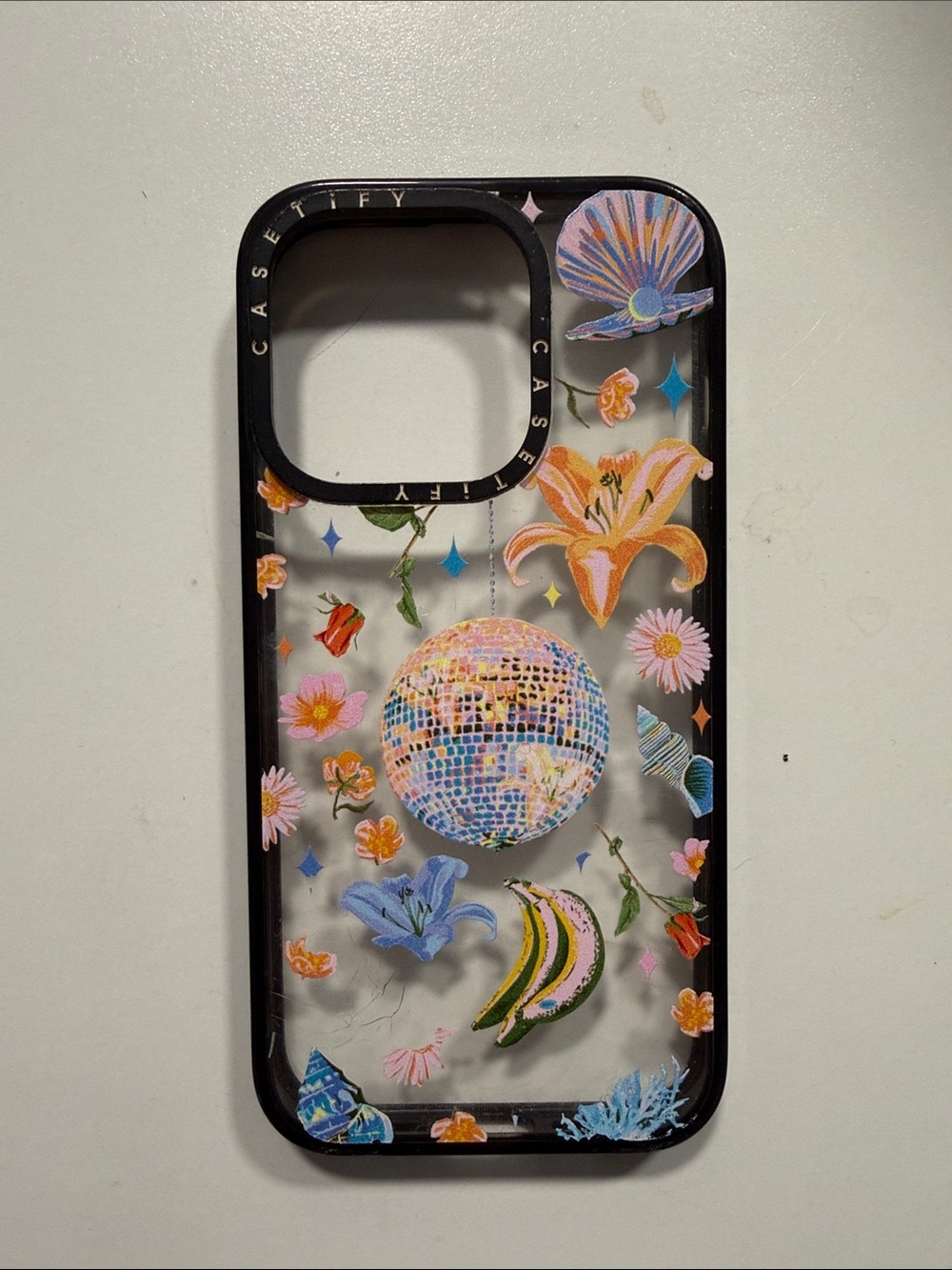 Casetify Clear Floral Disco Ball iPhone 15 Pro Case